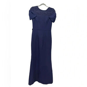JS COLLECTIONS Blue Annalise Bow Mermaid Gown
